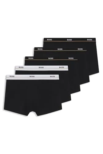 BOSS Trunk 5P Essential - Modische Herrenunterhosen mit Kontrastbund - Herrenunterhosen im 5er Pack, mit elastischem BOSS Logo-Elastikbund für optimalen Tragekomfort und einen stylishen Look.