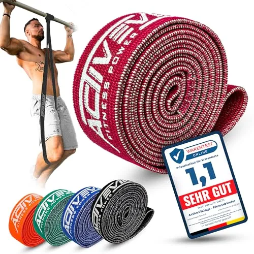 ActiveVikings® Pull-Up Stoff Fitnessbänder - Perfekt für Muskelaufbau - Fitnessband Klimmzugbänder Widerstandsbänder