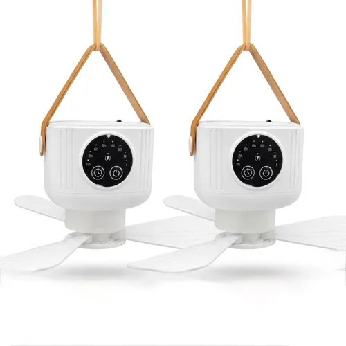 HAC24 2x Portabler Akku Ventilator mit Licht & Fernbedienung