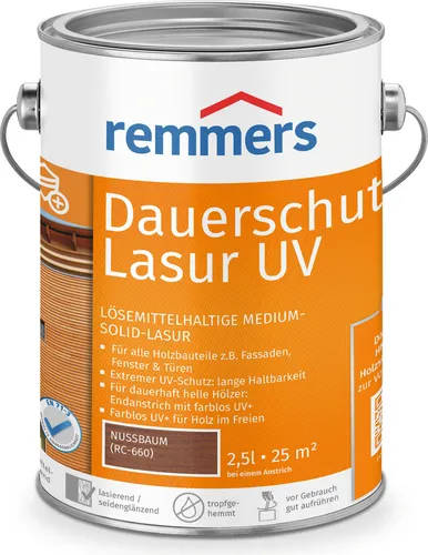 Remmers Dauerschutz-Lasur UV Nussbaum, 2,5 Liter