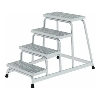 MUNK Montagetritt 51033 - Stabiler Aluminiumtritt bis 150kg - Leiter mit 4 Lochblech-Stufen und rutschhemmender Standplattform für maximale Sicherheit. Ideal für Handwerk und Heimwerker. Made in Germany mit 15 Jahren Garantie!