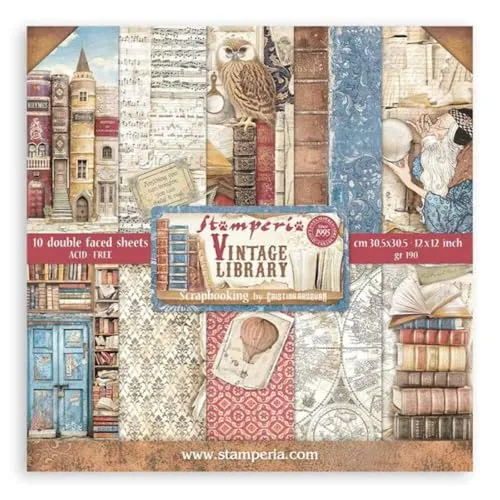 Stamperia, Vintage Library 12x12 Inch Paper Pack