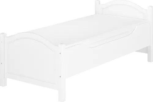 Seniorenbett extra hoch weiß 90x200 Holzbett Einzelbett Zubehör wählbar V-60.40-09WFederleisten und Matratze