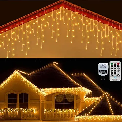 CERIAL 20M 540LEDs Eisregen Lichterkette Außen Weihnachten Lichterketten mit Timer,Lichtervorhang Eiszapfen Lichterkette Weihnachtsbeleuchtung mit Stecker, für Outdoor Urlaub Hochzeit, Warmweiß