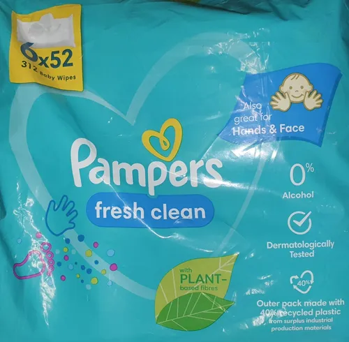 Pampers Fresh Clean Baby Feuchttücher Babytücher 6 x 52 Stück (312 Stück)