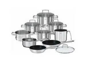 Rösle Kochtopfset Moments 10-teilig - Edelstahl Kochtopfset mit breitem Schüttrand, backofengeeignet und ideal für kreative Kochabenteuer in der Küche.