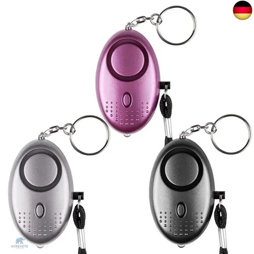 Qoosea Notfall Persönlicher Alarm 3er Pack - Sirenen mit 140dB Lautstärke für optimale Sicherheit. Inklusive LED-Taschenlampe und einfach zu aktivierend – ideal für Kinder, Frauen und Senioren.