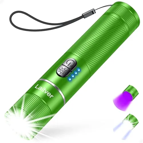 Laitver Taschenlampe LED/UV Aufladbar 2 in 1, Superhell Taschenlampen