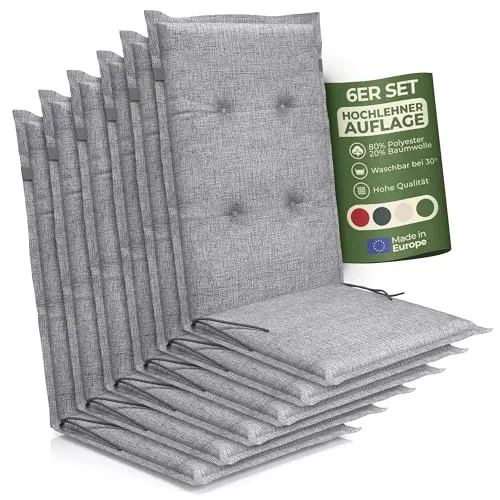 Petsation Florence Hochlehner Auflage – Komfortable Gartenstuhlauflage mit Schaumstoffpolster (6, hellgrau) - Genießen Sie maximalen Sitzkomfort mit der Petsation Florence Hochlehner Auflage. Ideal für Gartenmöbel, wetterfest und pflegeleicht – perfekt für entspannte Stunden im Freien.