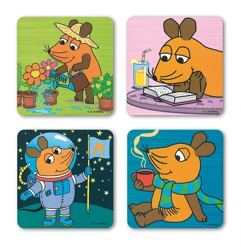 Logoshirt®️ Sendung mit der Maus | Maus Hobby | Untersetzer | Coaster | 4er Set