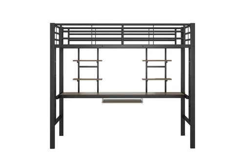 Flieks Hochbett mit Schreibtisch und Rausfallschutz, 90x200cm