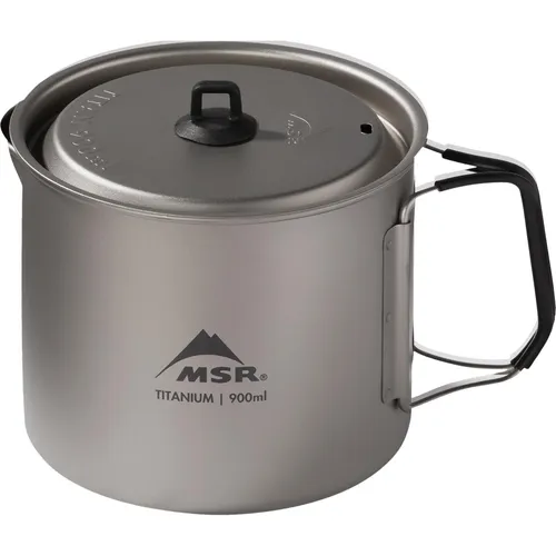 MSR Titan Kettle 900 ml - Töpfe & Pfannen – Ultraleichter Titan-Kochtopf für Solo-Rucksackwanderer, mit praktischen Klappgriffen und präzisem Ausgießer für einfaches Kochen unterwegs.