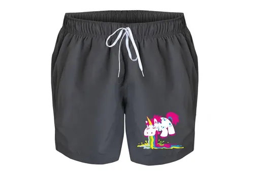 Badehose Herren Kotzendes Einhorn Badeshorts - Moderne Herren Badehose aus 100 % Polyester mit stylischem Einhorn-Druck. Leichtes Material und elastischer Gummibund sorgen für perfekten Sitz. Ideal für Strand, Pool und entspannte Sommertage. Maschinenwaschbar und robust!