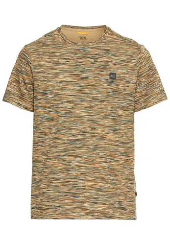 camel active Herren Kurzarmshirt mit geripptem Kragen - Grün - T-Shirts für Herren aus 100% Baumwolle, mit modischem geripptem Rundhalsausschnitt und stylischer Logo-Stickerei für einen lässigen Look.