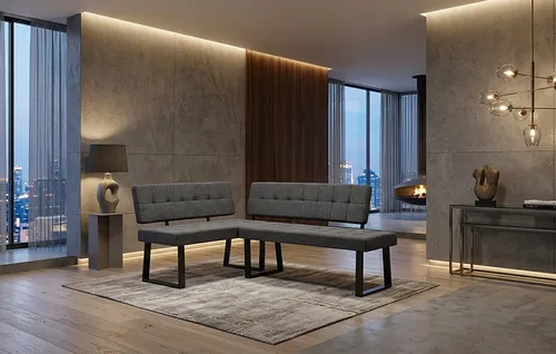 B&D home Eckbank AKA (2-St), beidseitig montierbar, gepolstert, mit Rückenlehne, verschiedene Maße