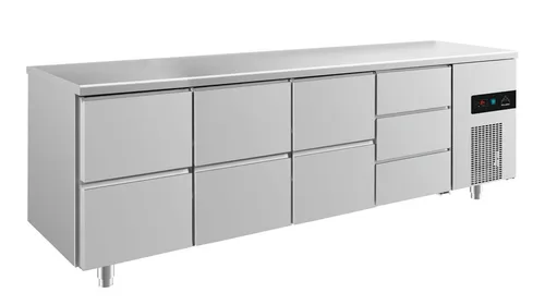 Gastro Kühltisch 9 Schubladen Umluftkühlung 2330x700x850mm -2/+8°C NEU
