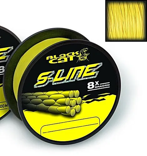 Black Cat S Line Wallerschnur 0,55mm 70kg 300m - Angelschnüre: Hochwertige geflochtene Wallerschnur mit 70kg Tragkraft, ideal für sicheres Wallerangeln bei Nacht dank hoher Sichtbarkeit.