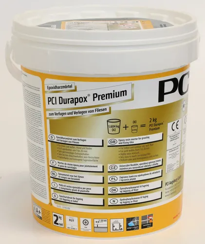 PCI Durapox Premium Nr. 23 Lichtgrau 2 kg - Hochleistungsfugenmörtel - Hochleistungs-Epoxidharzmörtel für Fliesen, wasser- und schmutzabweisend. Ideal für Innen- und Außenbereiche, leicht zu reinigen und chemikalienbeständig. Perfekt für anspruchsvolle Verfugungen.
