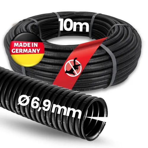 10m Kalitec Wellrohr geschlitzt 7mm Leerrohr Kabel Rohr Schutzrohr Marderschutz