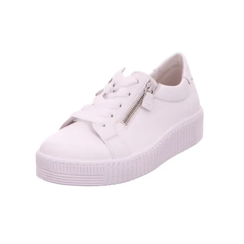Gabor Damen Low-Top Sneaker in Weiß (Ice) – 37.5 EU - Stylische Low-Top Sneaker für Damen mit Wechselfußbett und optimaler Passform. Ideal für Freizeit und sportliche Aktivitäten, gefertigt aus hochwertigem Rauleder.