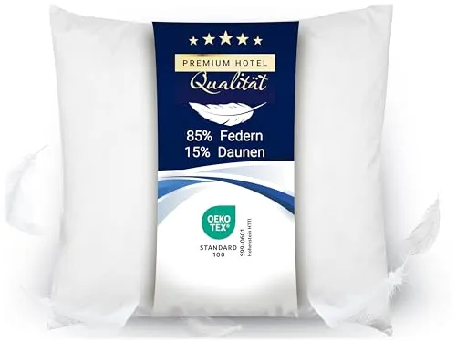 ZOLLNER Federkopfkissen, 85% Federn, 15% Daunen, 80x80 cm, Weiß