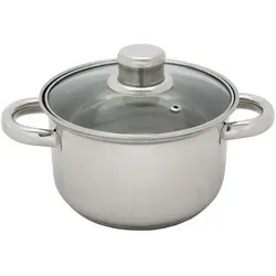 BESTCOOKING Kochtopf Edelstahl mit Glasdeckel 2 L 16 cm - Hochwertiger Kochtopf aus Edelstahl, ideal für alle Herdarten inklusive Induktion, mit praktischem Glasdeckel für einfaches Überwachen des Kochvorgangs.