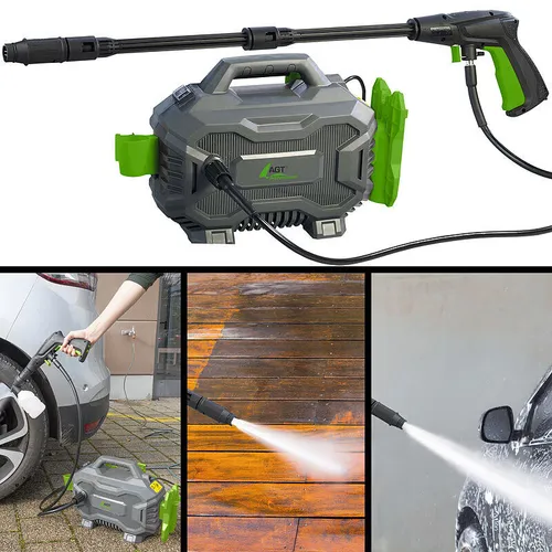AGT Professional Druckreiniger 110 bar - Hochdruckreiniger mit 1.600 Watt, Multi-Lanze und Ansaugsystem für flexibles Reinigen ohne Wasseranschluss. Ideal für Terrassen und Campingzubehör.