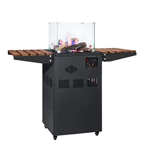 Blumfeldt Flagranti Gasheizung 8kW - Heizstrahler für Terrasse und Garten, bietet 360° Flammenblick und ist mobil mit Bodenrollen - ideal für gemütliche Abende im Freien.