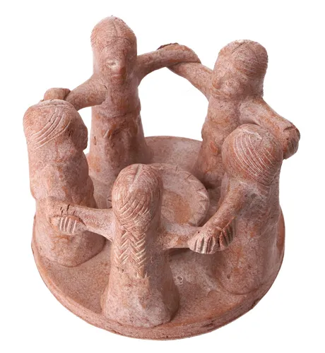 Teelichthalter Kerzenständer Freundeskreis 5 Frauen - Ethno-Kerzenständer aus fair gehandelt Keramik, ideal für eine gemütliche Atmosphäre in Ihrem Zuhause.