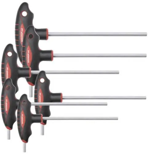 GEDORE-Red Sechskantschlüssel Set R38672006, 2,5 - 8mm mit T-Griff - Werkzeug-Set mit ergonomischem T-Griff für hohe Drehmomente, ideal für präzise Arbeiten. Aus robustem Chrom-Vanadium-Stahl gefertigt, inklusive 6 Schlüsselweiten.