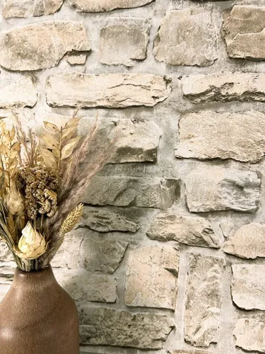 Newroom Vliestapete - Moderne 3D Steinoptik in Creme - Tapete mit einzigartiger 3D Steinoptik in Beige und Weiß, ideal für Wohnzimmer, Schlafzimmer und Küche. Wasser- und dampfbeständig, perfekt für Nassbereiche und einfach zu verarbeiten.