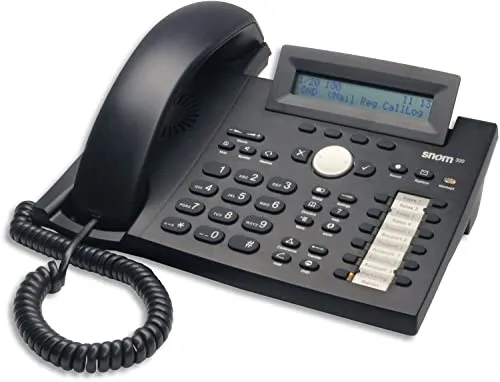 SNOM 320 Business Phone Black - Vielseitiges VoIP-Telefon - Festnetztelefone mit grafischem Display, 12 SIP Identitäten und dualem Ethernetanschluss für optimale Konnektivität im Büro.