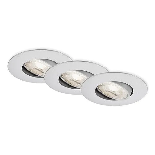 BRILONER KULANA JET LED Einbaustrahler Bad, 3er Set - Deckenleuchten mit IP65 Schutz, stufenlos dimmbar und schwenkbar für individuelle Lichtgestaltung im Badezimmer.