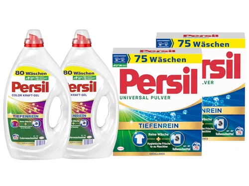 PERSIL Kraft-Gel 2x 80 Color 2x 3,6l & Pulver 2x 75 WL Universal 2x 4,5kg