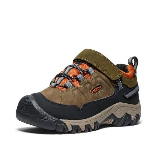 KEEN Unisex-Child Targhee 4 Low Waterproof Hiking Shoes, Dark Olive/Gold Flame, 34