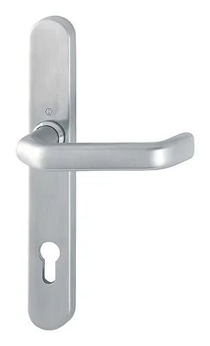 Hoppe Liverpool Edelstahl-Schmalschild-Türgriff-Halbgarnitur E1313G/3357SN - Türsicherungen, elegante Halbgarnitur aus Edelstahl mit Profilzylinder, ideal für Profiltüren und sorgt für Sicherheit und Stil.