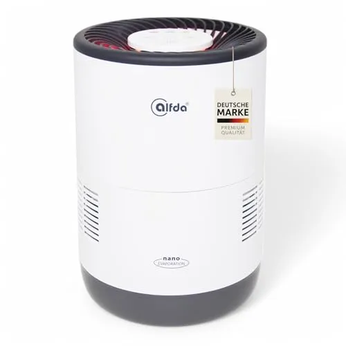 alfda ALB300 Luftbefeuchter - Luftbefeuchter für Räume bis 44 m² mit 99% weniger Bakterien, ultra-leise (24 dB) und energiesparend. Ideal für Kinderzimmer und Schlafzimmer mit automatischem Feuchtigkeitssensor.