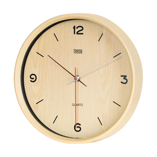 Klassische Quarz-Zifferblatt-Wanduhr 30 cm hellbraun Teesa