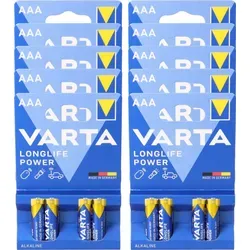 40x Varta 4903 Longlife Power Micro Batterie AAA im 4er Blister