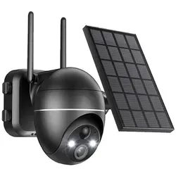 ieGeek Überwachungskamera 5MP Überwachungskamera Aussen Akku PTZ Überwachungskamera (Aussen, Außenbereich, 2.4GHZ WiFi WLAN mit Solarpanel,PIR-Bewegungsmelder, 1-tlg., 30M Farbige Nachtsicht, Zwei-Wege-Audio,Alexa Kamera, Flexible Bereichserkennung & Alarm-Push) schwarz