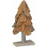 vidaXL Weihnachtsbaum mit Ständer Braun 60 cm aus Teakholz - Rustikaler Weihnachtsbaum aus massivem Teakholz, ideal für stilvolle Feiertagsdekoration und vielseitige Innengestaltung.