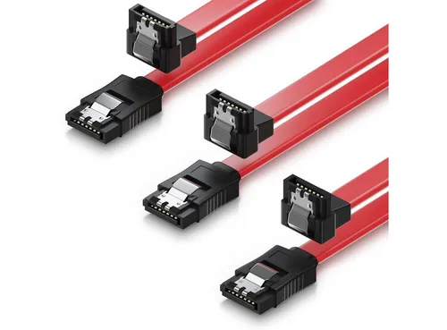 deleyCON 3x deleyCON 0,5m SATA 3 Datenkabel mit Clip - 1x Winkel 90° - S-ATA Computer-Kabel