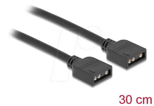DELOCK 86013 - RGB Kabel 3-Pin 5V, 0,3 m für LED Beleuchtung, ideal für Gaming und Case Modding