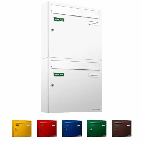 AL Briefkastensysteme Basic 2er Briefkasten RAL 9016 in weiß von AL Briefkastensysteme