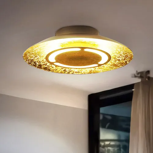 Elegante LED Deckenleuchte in Gold, 12W - Moderne Deckenleuchte für Wohnräume, energiesparend mit 960 Lumen und warmweißem Licht. Ideal für ein stilvolles Ambiente in Wohnzimmer und Esszimmer.