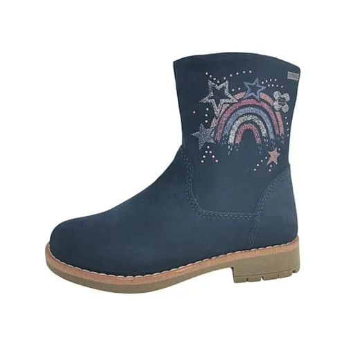 Lurchi fal Mädchen Stiefel in Blau, Größe 27 - Wanderschuhe für Kinder, ideal für kaltes Wetter mit glitzerndem Design und rutschfester Sohle für sicheren Halt. Perfekt für Winterabenteuer und einfaches An- und Ausziehen.