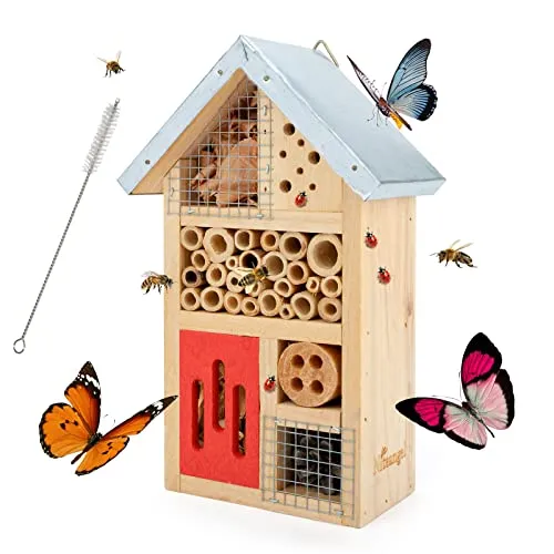 Niteangel Insektenhotel Natur Holz Garten Insektenhaus Marienkäfer Florfliegen Schmetterling Biene Käfer