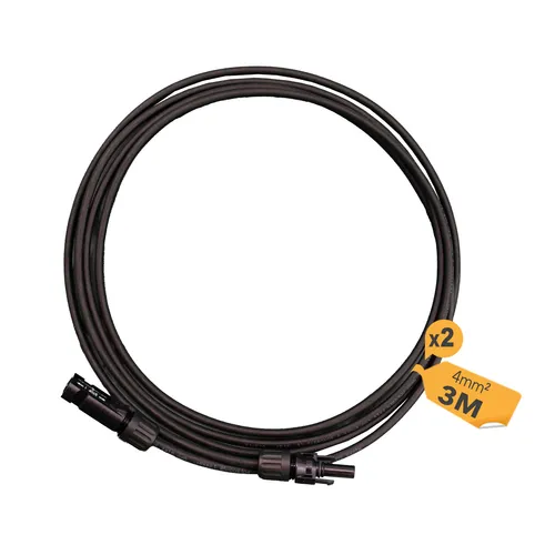 HISkon 4mm² Profi-Verbindungskabel MC4 auf MC4 Stecker 3m - Hochwertiges Solarkabel für zuverlässige Verbindungen zwischen Solarmodulen, mit Stäubli® MC4-Steckern und optimaler Witterungsbeständigkeit – ideal für jede Installation.