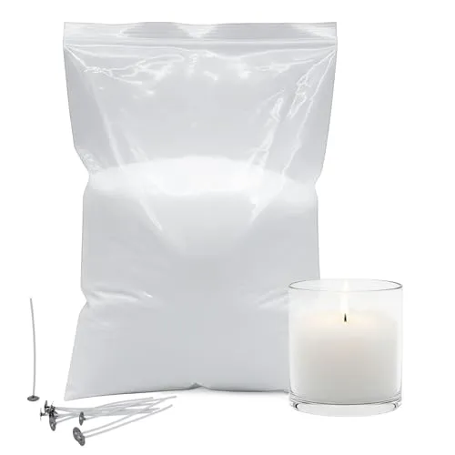 Spetebo Paraffinwachs weiß unparfümiert hochwertig mit 10 Dochten - 1kg - Wachs Granulat geruchsneutral zum Schmelzen und Herstellen von Kerzen - Paraffin Kerzenwachs zum Gießen DIY Kerzenherstellung