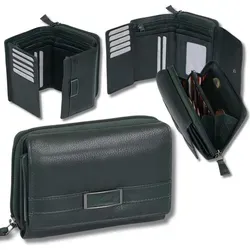 Leder Damenbörse mit Reißverschluss Lemondo - Dunkelgrün, stilvoll und praktisch - Geldbörsen & Etuis, aus hochwertigem Leder, bietet Platz für Kreditkarten und ist der perfekte Begleiter für jede Dame.